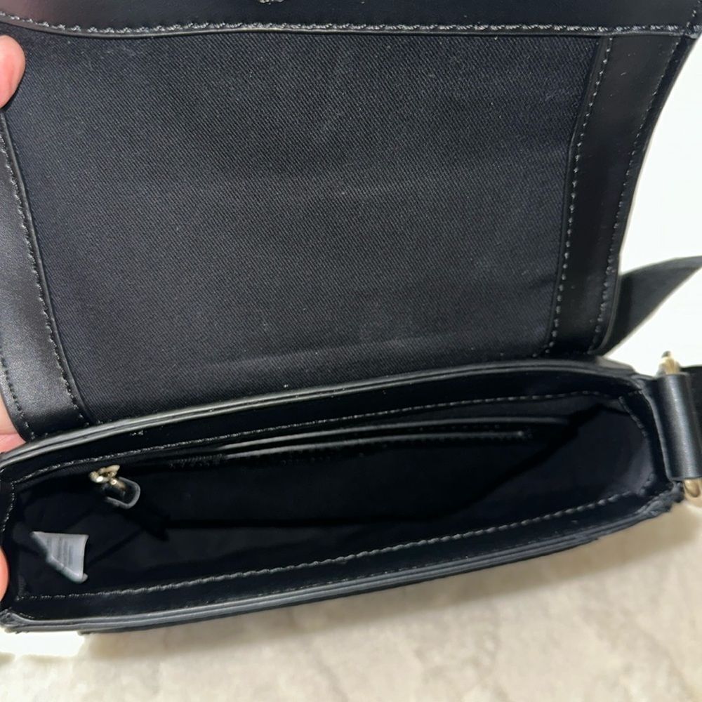 Ted Baker Darcell Black Faux Leather Gold Tone Logo Textured Grosgrain Strap Bag - Picture 8 of 16